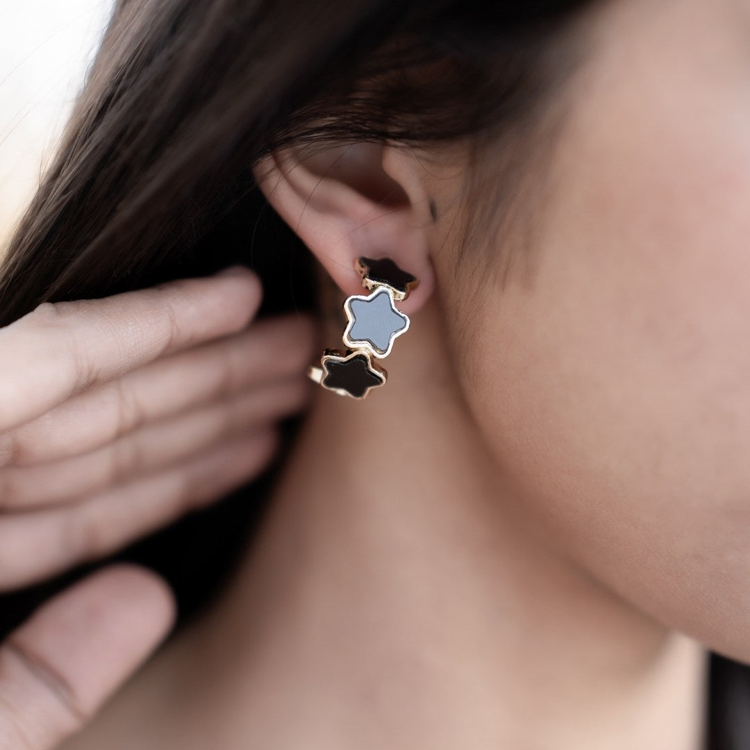 Star Shaped Hoop Earrings