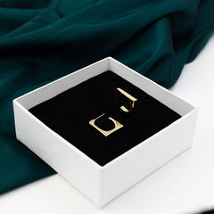 Sleek Box Brass Earrings