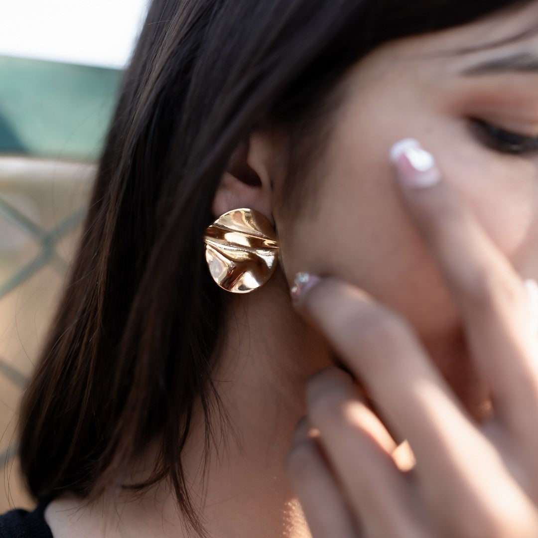Ruffled Rose Gold Earring