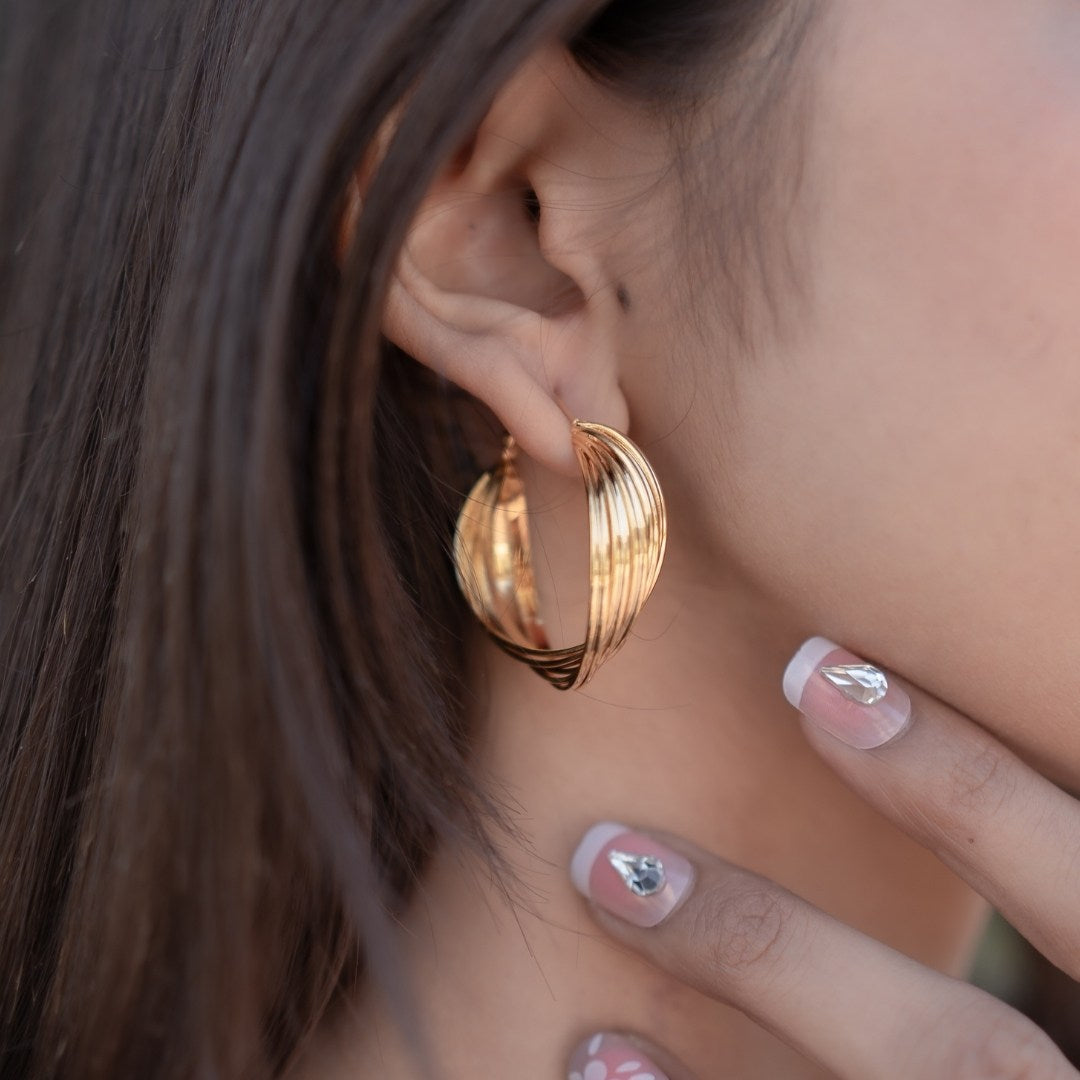 Twisted Rings Brass Earring