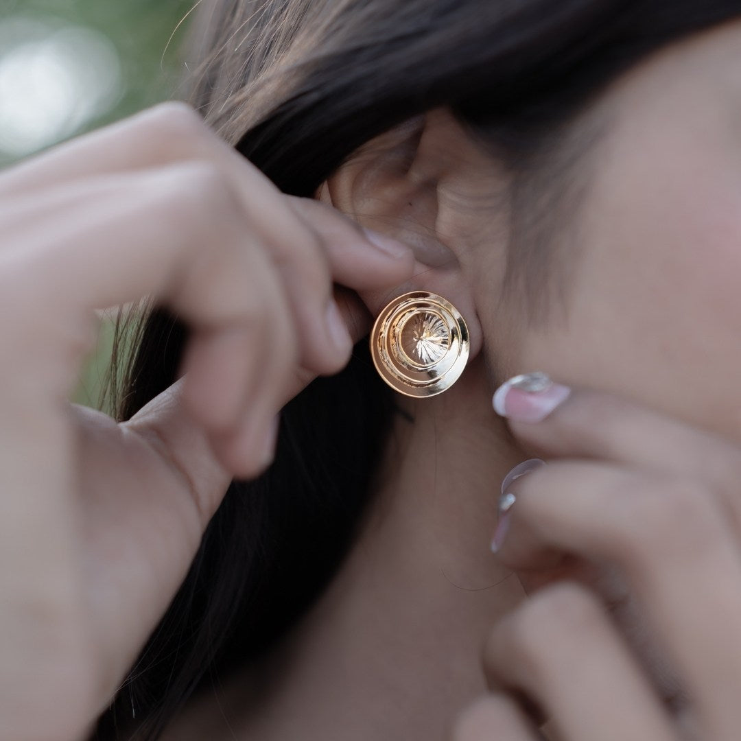 Floral Trio Brass Earrings