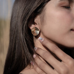 Floral Trio Brass Earrings