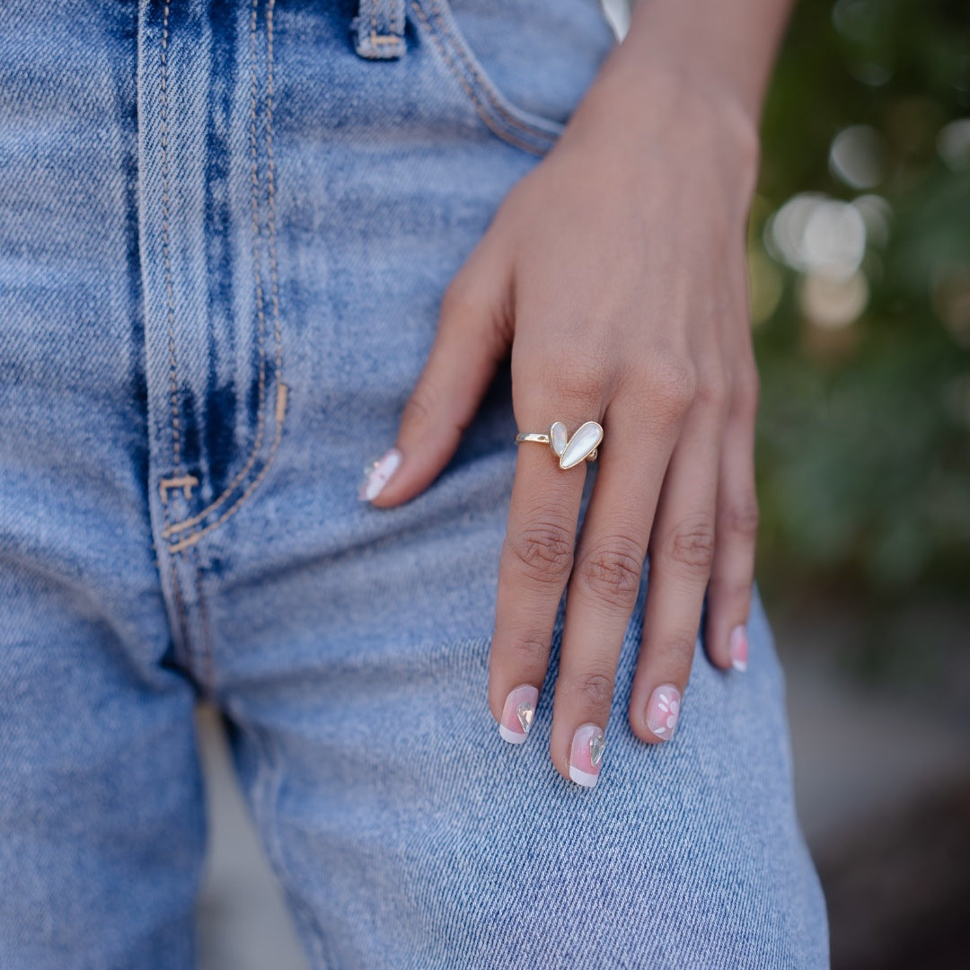 Heart Shaped Pearl Ring