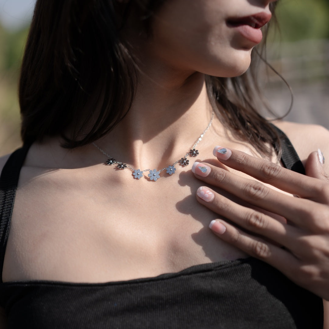 Blooming Flower Silver Necklace