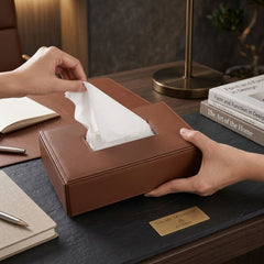 Premium Vegan Leather Tissue Holder