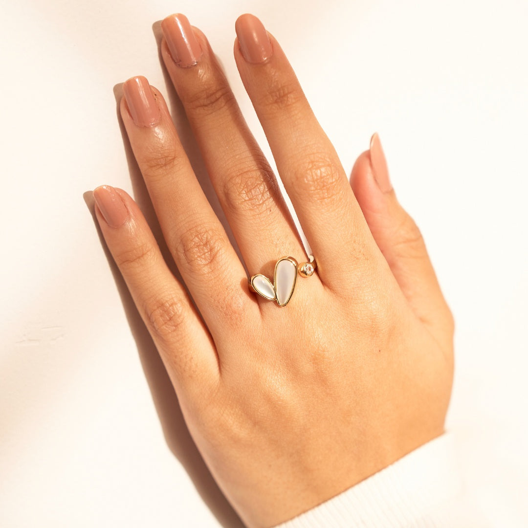 Heart Shaped Pearl Ring